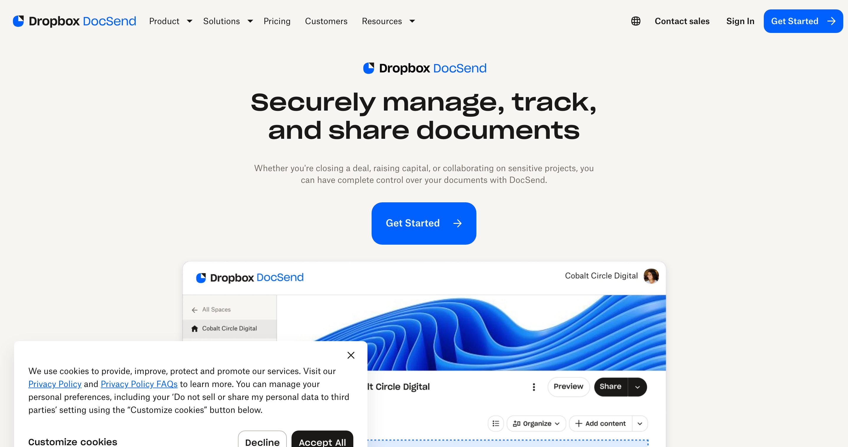 DocSend's homepage (docsend.com)