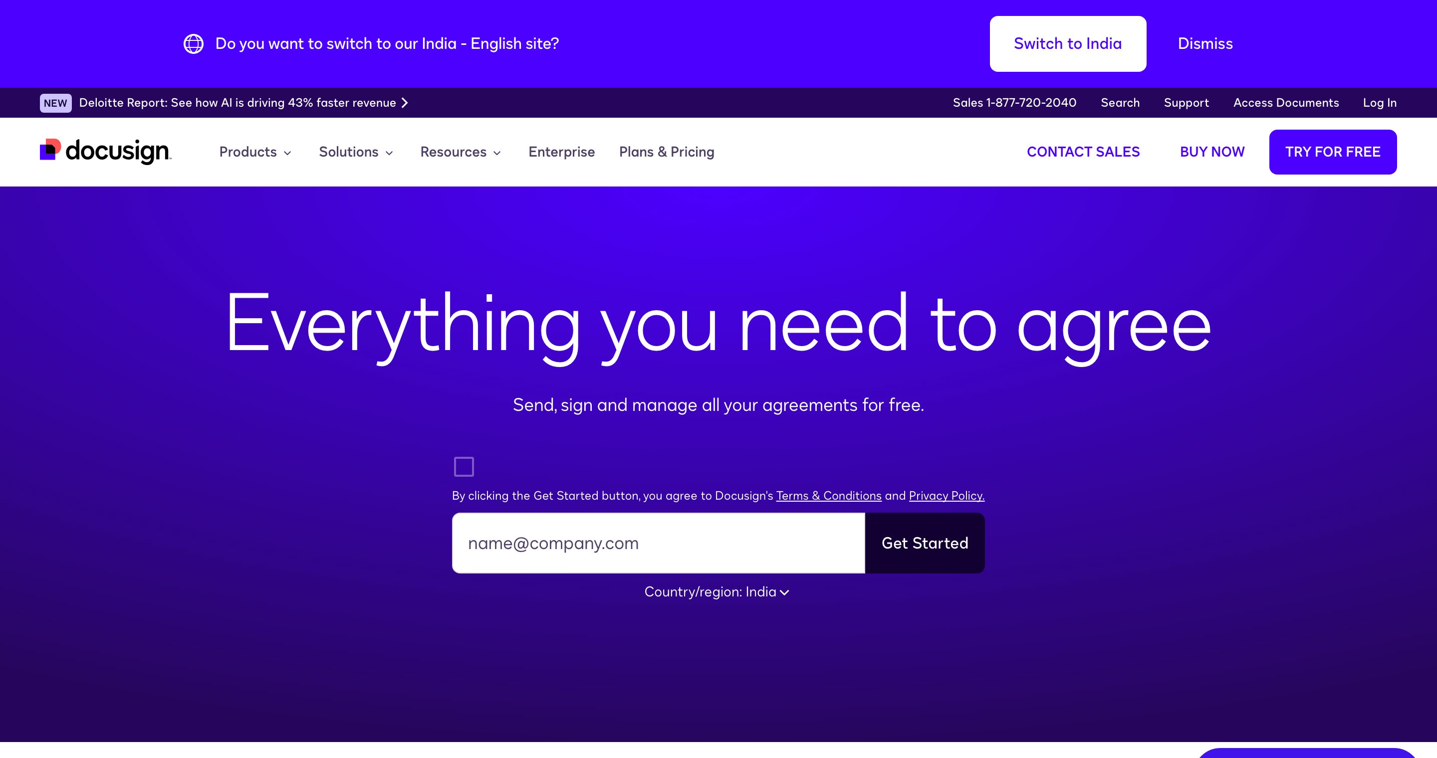DocuSign's homepage (docusign.com)