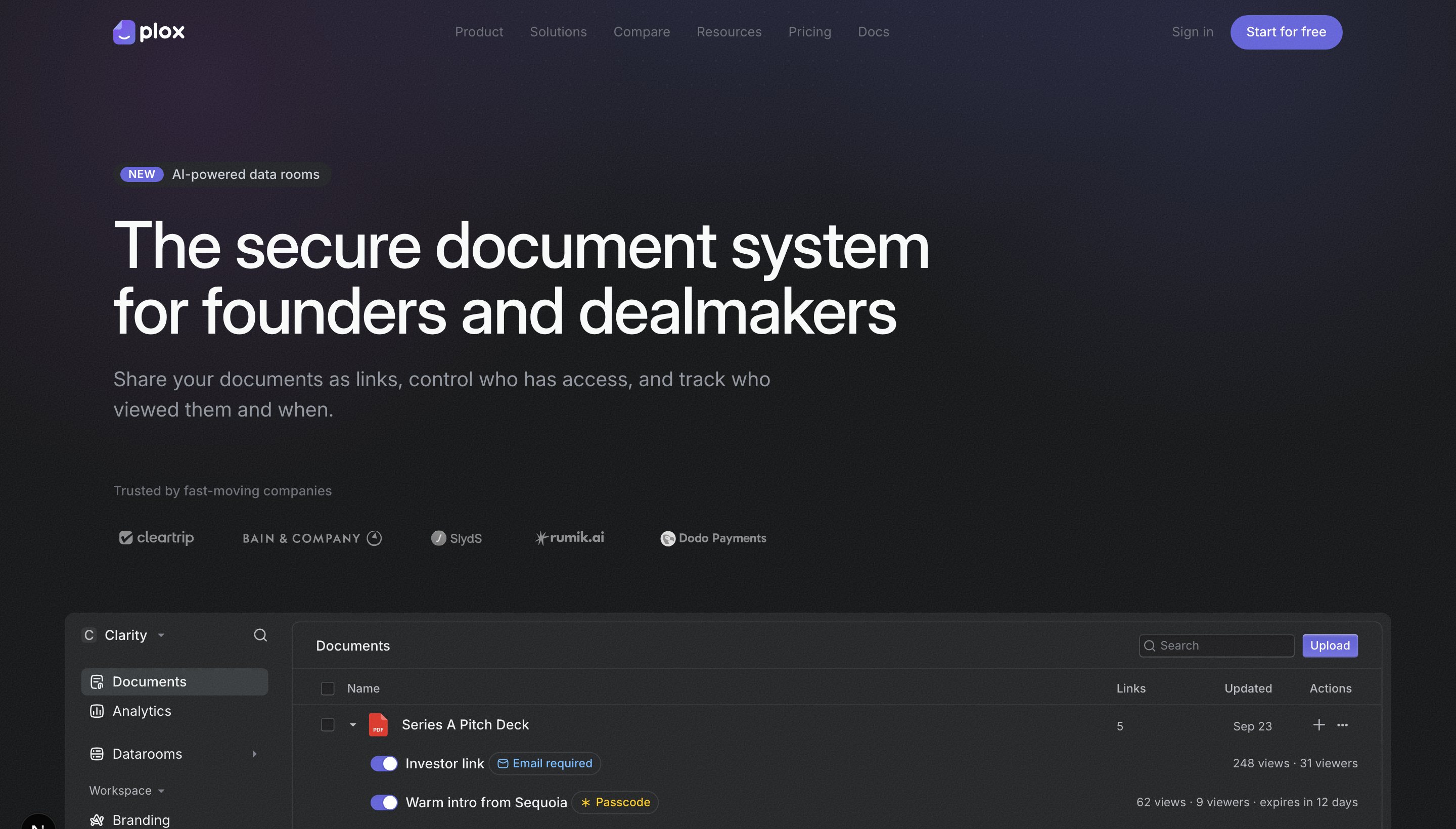 Plox secure document sharing and data rooms